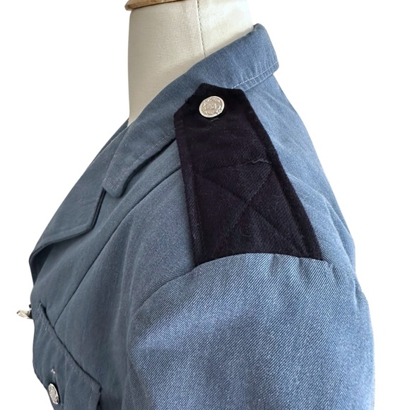 Vintage Somes Uniforms Cropped Military Jacket Blue Wool Blend Epaulet 70s/80s - Picture 8 of 15